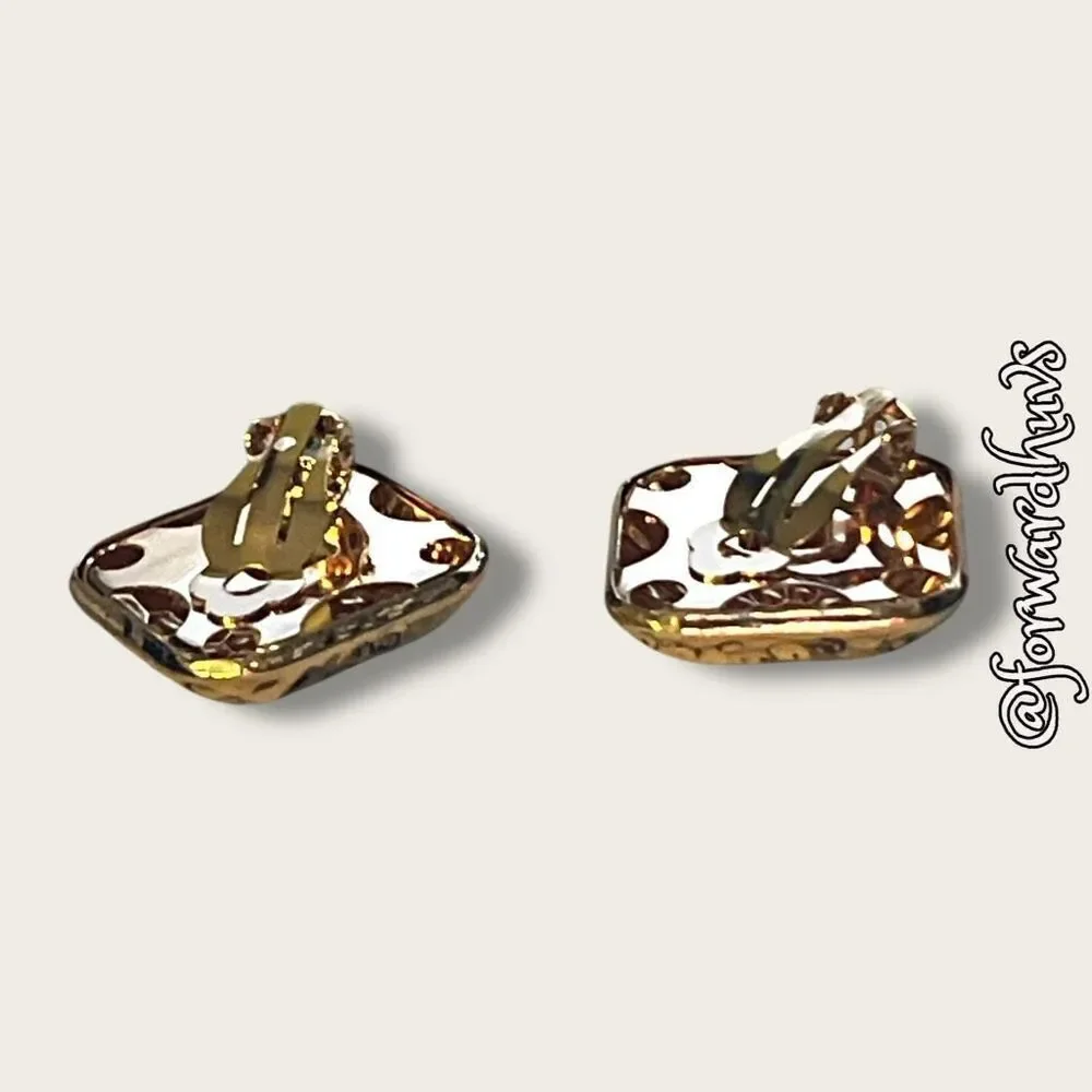 Bundle Sale 3 for $15 | Gold-Tone Textured Square Clip-On Earrings